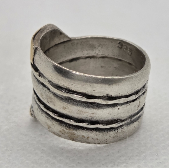 Sterling Silver 925 with Gold 18k Accent Ring Size 6.5 - Picture 5 of 6